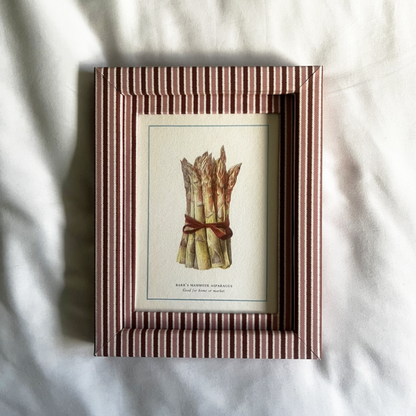 Asparagus Print with Blush & Burgundy Zigzag Frame 9x7in