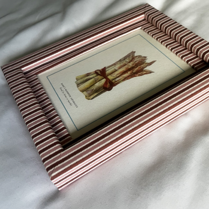 Asparagus Print with Blush & Burgundy Zigzag Frame 9x7in