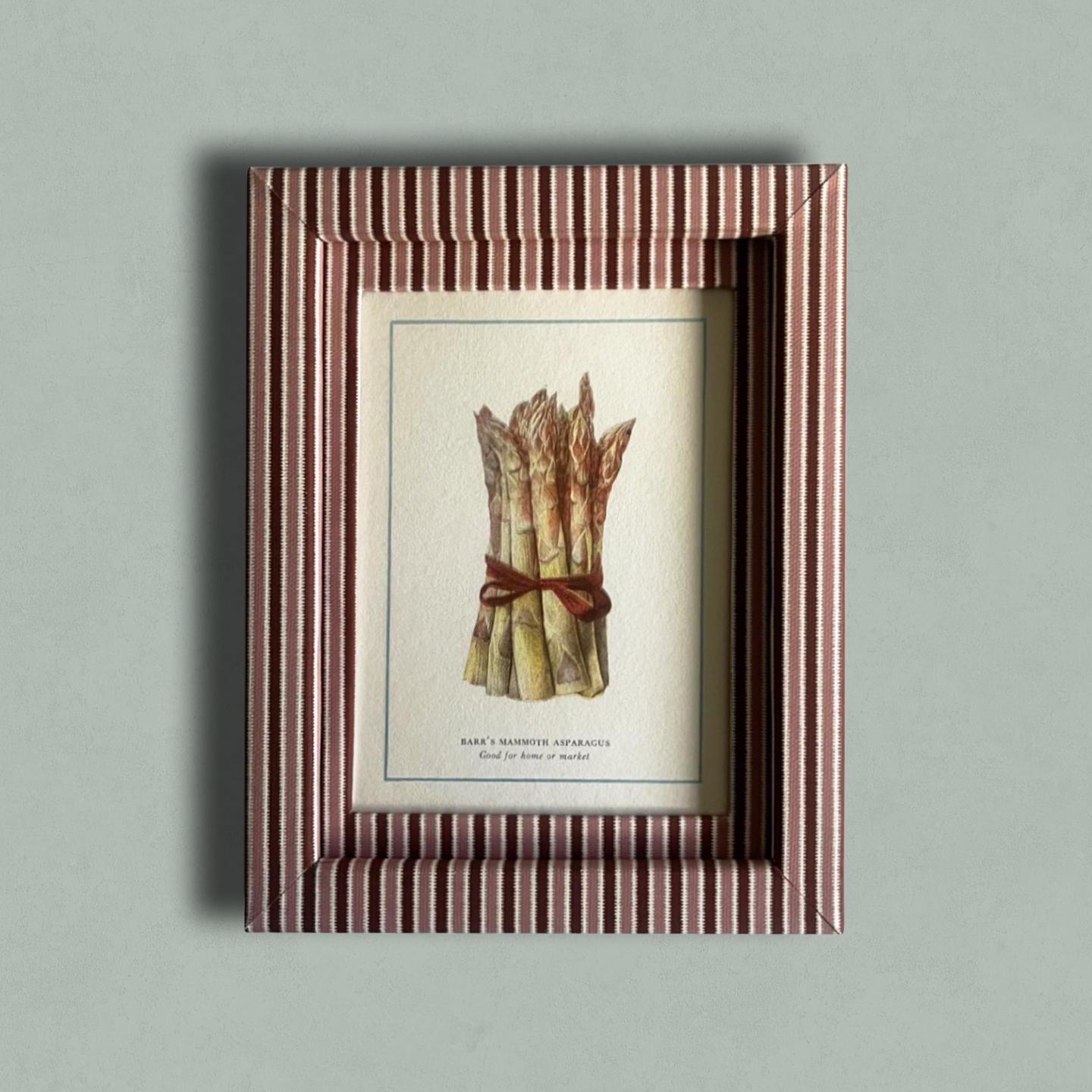 Asparagus Print with Blush & Burgundy Zigzag Frame 9x7in