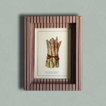 Asparagus Print with Blush & Burgundy Zigzag Frame 9x7in